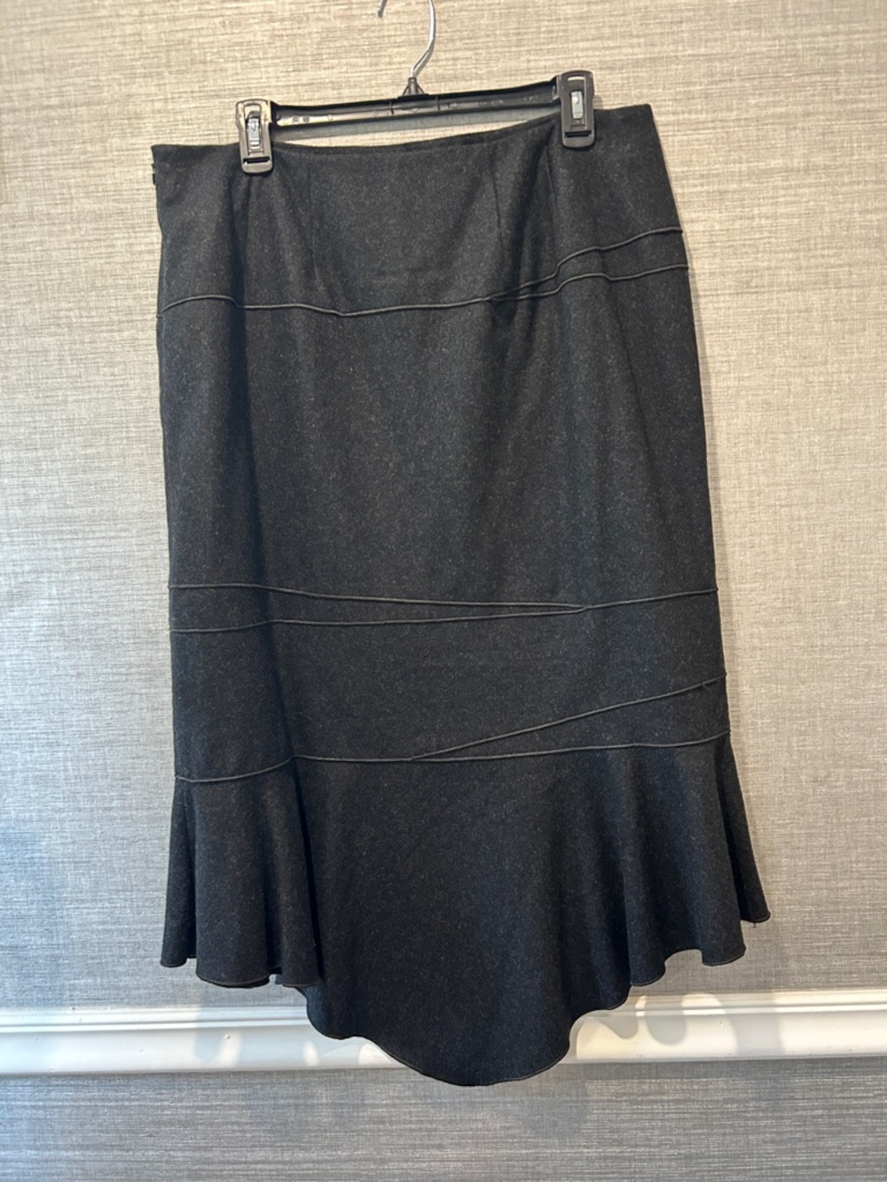 Harve Benard Black High-Low Ruffle Hem Skirt